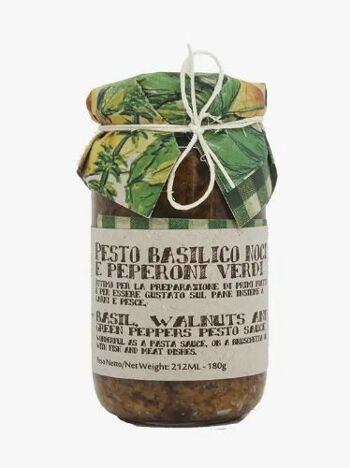 Pesto basilic, noix et poivrons verts