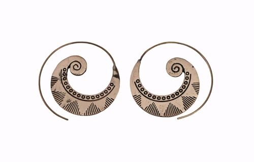 Beautiful Indian Tribal Vintage Spiral Brass Hoop Earrings