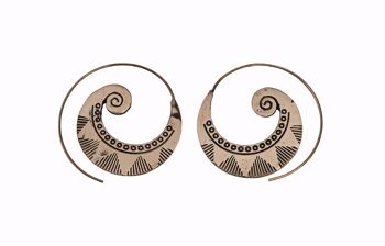 Belles boucles d’oreilles créoles en laiton spirale vintage tribal indien 1