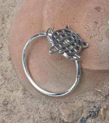 Bague faite à la main en argent sterling 925 en forme de tortue 4