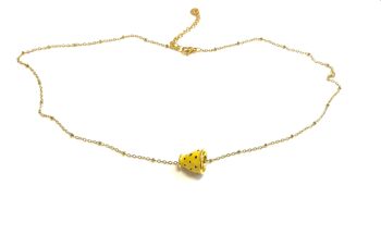 Collier acier inoxydable doré tasse à thé jaune 1