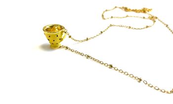 Collier acier inoxydable doré tasse à thé jaune 2