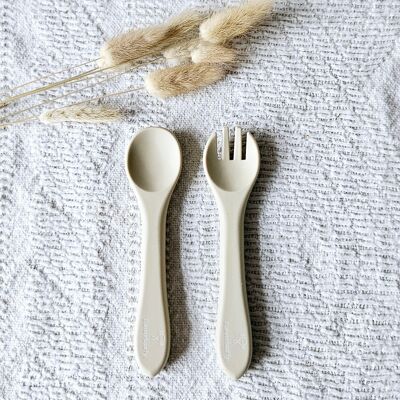 Silicone Spoon and Fork - Beige