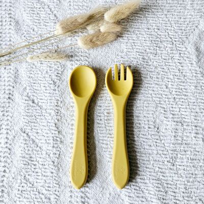 Silicone Spoon and Fork - Ocher yellow