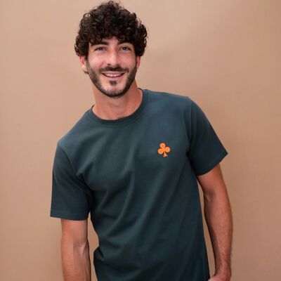 WILD GREEN T-SHIRT Clover Embroidered ORANGE