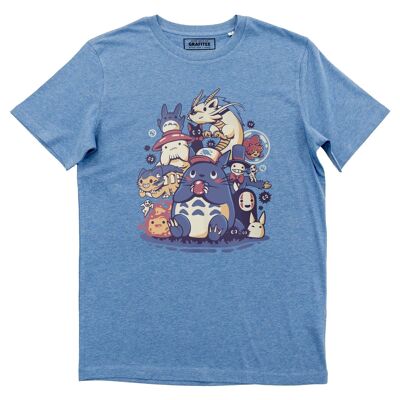 Camiseta gráfica azul jaspeado - Criaturas, espíritus y amigos