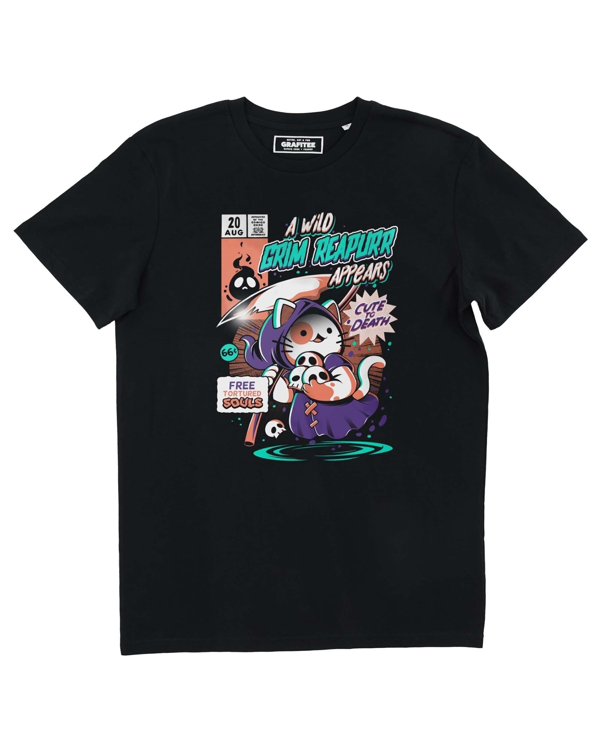 T-shirt Grim Reapurrr - Maglietta con gatti divertenti Manga