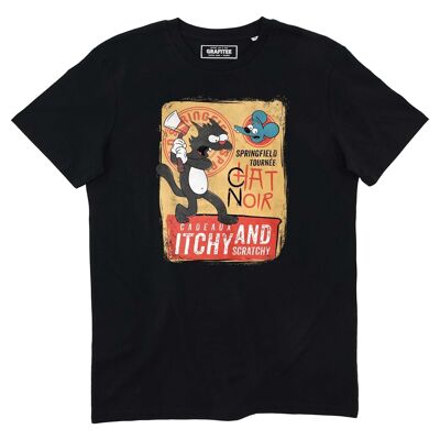 T-Shirt „Le Chat“ – Vintage-Poster-T-Shirt „Chat Noir Paris“.