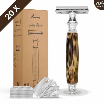 Safety Razor Bamboo Thick Handle Grip Chrome