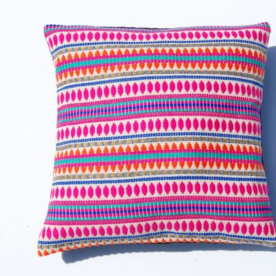 Fodera per cuscino "MUMBAI" 40 - fodera per cuscino con motivo jacquard bianco-rosa