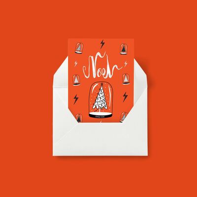 NOEL / CHRISTMAS - SNOW GLOBE - CHRISTMAS CARD - A6 RED