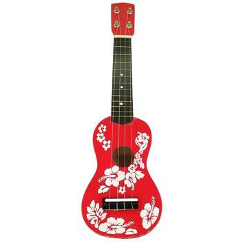 Guitare Ukulélé en Bois avec Cordes - Design Fleur 3 Couleurs 50cm 2
