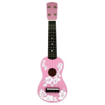 Guitare Ukulélé en Bois avec Cordes - Design Fleur 3 Couleurs 50cm 3