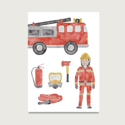 Carte postale "Pompiers"