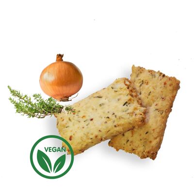 Galleta de aperitivo vegana ecológica a granel 3 kg - Pissaladière - Cebolla, tomillo y sal de Guérande