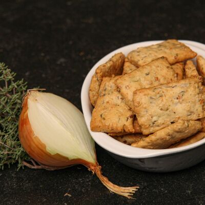Biscotto Aperitivo Vegano Bio Sfuso 3kg - Pissaladière - Cipolla, Timo e Sale di Guérande