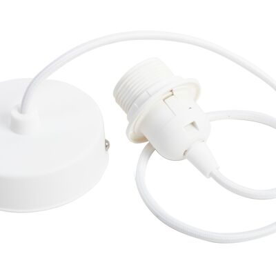 Single cylinder white plastic pendant lamp 80cm white woven