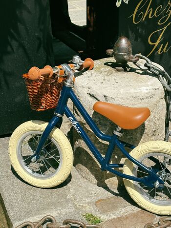 Vélo enfant : Draisienne bleue + kit tricycle + panier