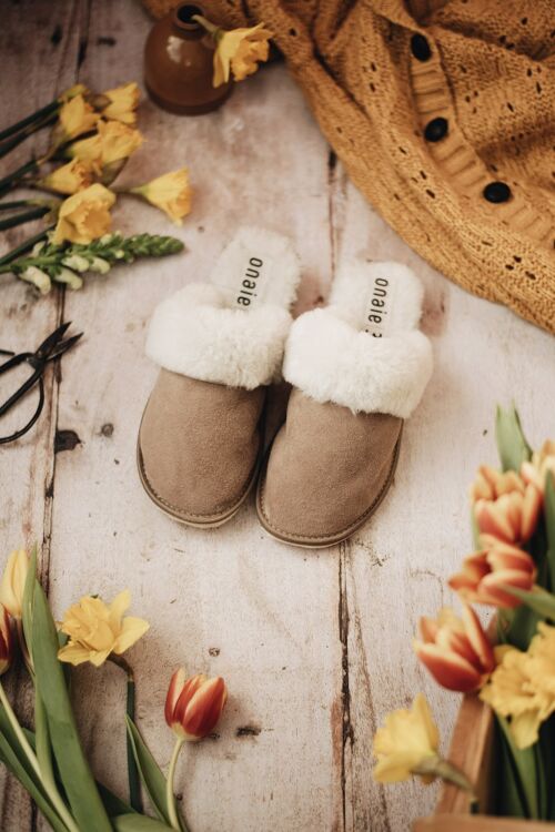 Tan Sheepskin Slippers