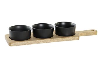 SET DE TABLE ENTRÉE 4 GRES D'ACACIA 38X10X5,2 NOIR PC200216 1