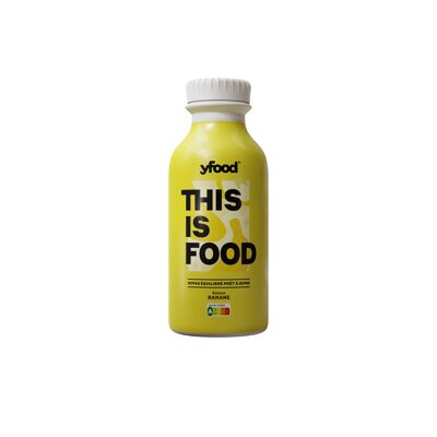 YFOOD - Questo è un pasto alimentare bilanciato pronto da bere happy banana - Flacone da 500ml - Bevanda a base di latte, sterilizzato UHT, senza lattosio, con oli vegetali. Con edulcorante. 1,5% di grassi.
