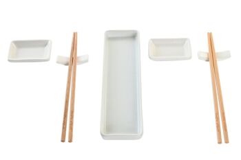 SUSHI SET 7 GRES BAMBOU 24X7X2 BLANC PC202885 1