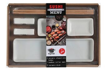 SUSHI SET 7 GRES BAMBOU 24X7X2 BLANC PC202885 4