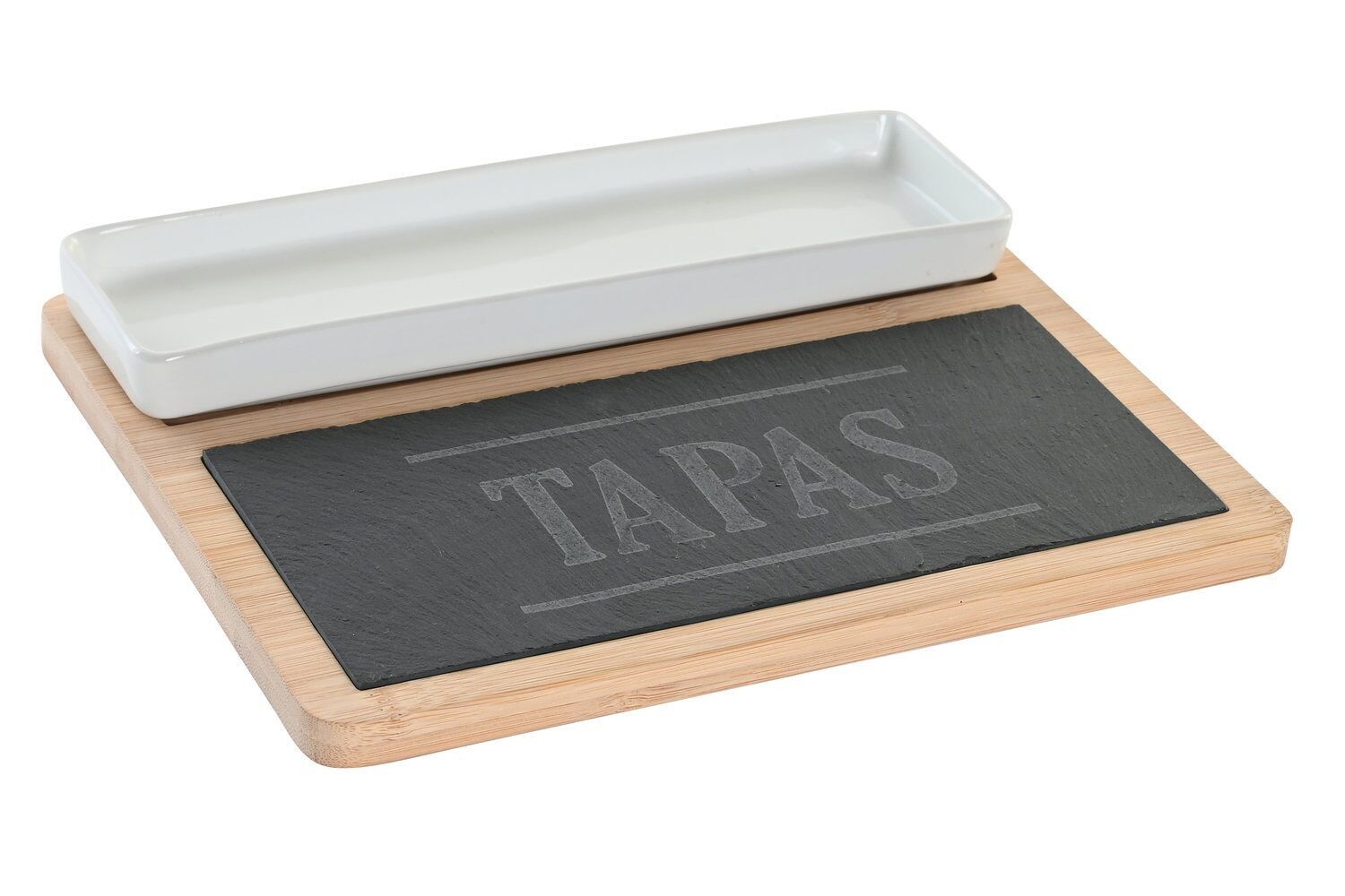 SET TAVOLA ANTIPASTO 3 BAMBOO ARDESIA 24X7X2,5 COPERCHIO PC202881