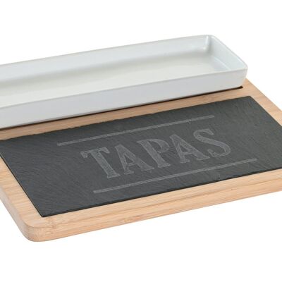 APPETIZER TABLE SET 3 BAMBOO SLATE 24X7X2,5 LID PC202881