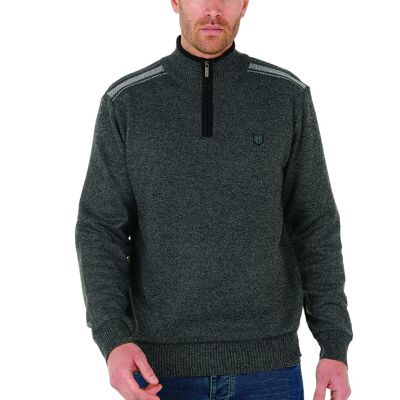 Jacquard Zip Neck Sweater