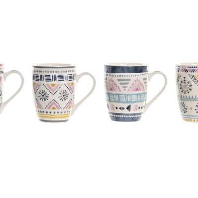 MUG PORCELANA 11,5X8,3X10,5 340ML BOHO 4 SURT. PC201113