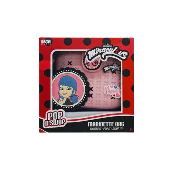 Miraculous - réf : M01005 - Sac à main rose Marinette "Pop n' Swop" - pour filles et femmes, avec 3 badges à clipser, poignée et fermeture éclair, sac à main léger, durable et imperméable (Wyncor). 6