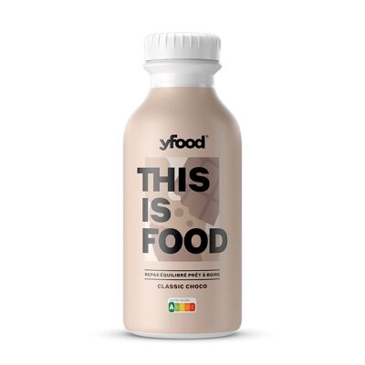 yfood Classic Choco, ready-to-drink meal, THIS IS FOOD, meal replacement, 33 g of protein, 26 vitamins and minerals, chocolate flavor - 500ml bottle