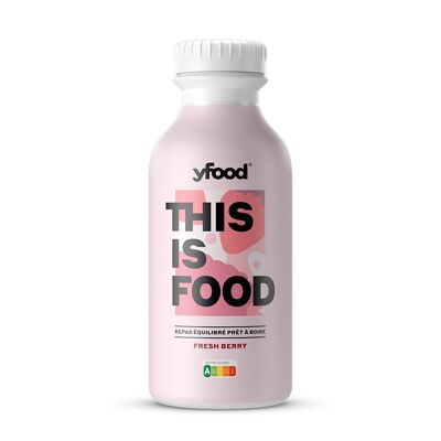 yfood Fresh Berry, ready-to-drink meal 500ml, THIS IS FOOD, meal replacement, 34g protein, 26 vitamins and minerals, red berry flavor - 500ml bottle
