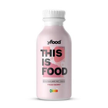 yfood Fresh Berry, repas prêt à boire 500ml, THIS IS FOOD, substitut de repas, 34 g de protéines, 26 vitamines et minéraux, goût fruits rouges - bouteille de 500ml 1