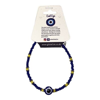 Evil Eye Bracelet, Yellow Beads, Blue (JIT)
