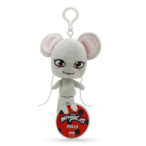 Miraculous - réf : M13024 - Kwami MULLO, peluche rat pour enfants  - 12 cm - Peluche super douce - A collectionner - Avec yeux pailletés brodés - Mousqueton assorti