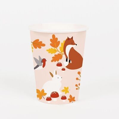 8 Paper cups: mini animals in the woods