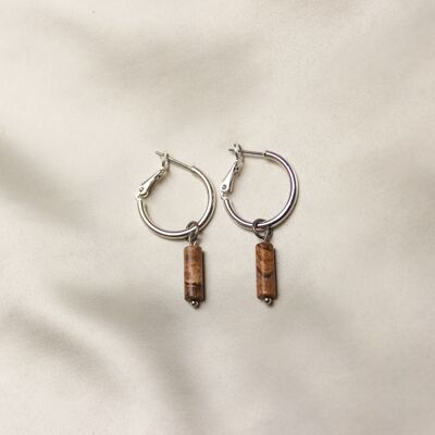 Noé earrings ♡ silver natural stone brown