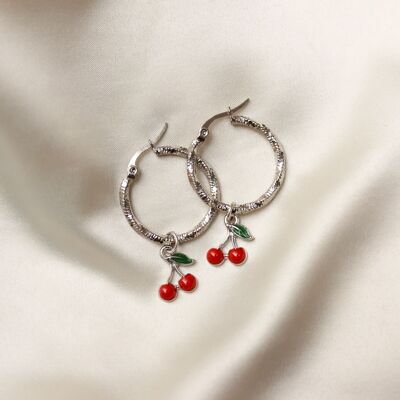 Boucles d'oreilles Millie ♡ cerise argent