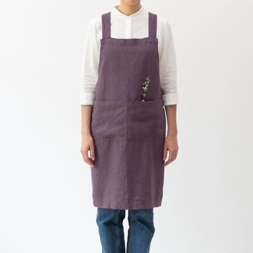 Montana Grape Linen Crossback Apron