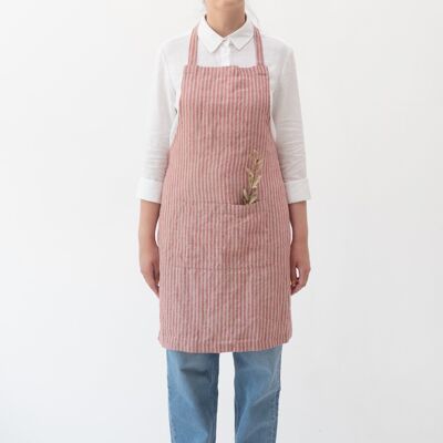 Red Natural Stripes Linen Daily Apron