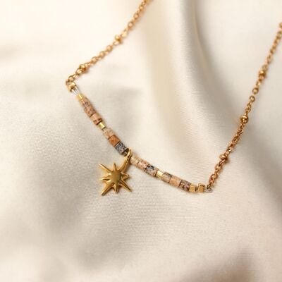 Faye necklace ✧ natural stone gold