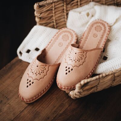 Woman's Handmade Brown Leather Slippers