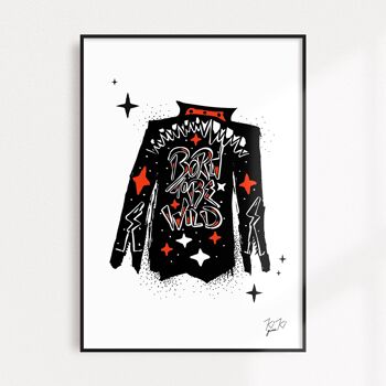 “BORN TO BE WILD” – A4 - Rock&Roll illustrated Art Print - RED 2