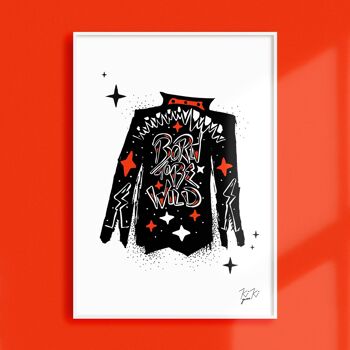 “BORN TO BE WILD” – A4 - Rock&Roll illustrated Art Print - RED 3