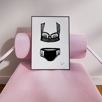 “BOUDOIR” – A4 Art Print - Illustrated Lingerie Art Print. 1