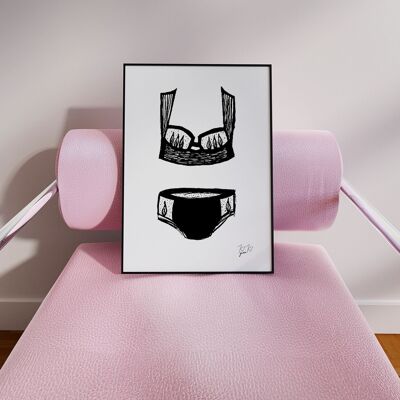 “BOUDOIR” – A4 Art Print - Illustrated Lingerie Art Print.