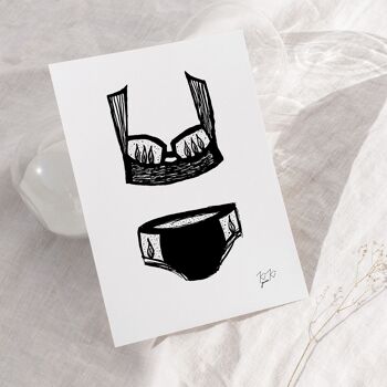 “BOUDOIR” – A4 Art Print - Illustrated Lingerie Art Print. 2