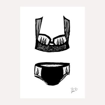 “BOUDOIR” – A4 Art Print - Illustrated Lingerie Art Print. 5